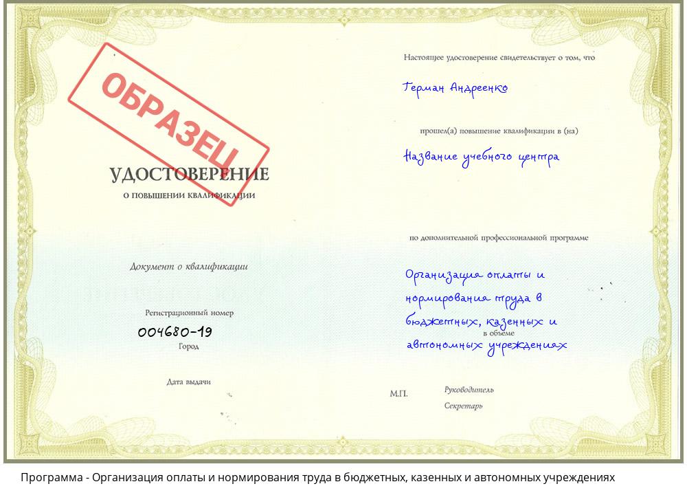 Организация оплаты и нормирования труда в бюджетных, казенных и автономных учреждениях Белогорск
