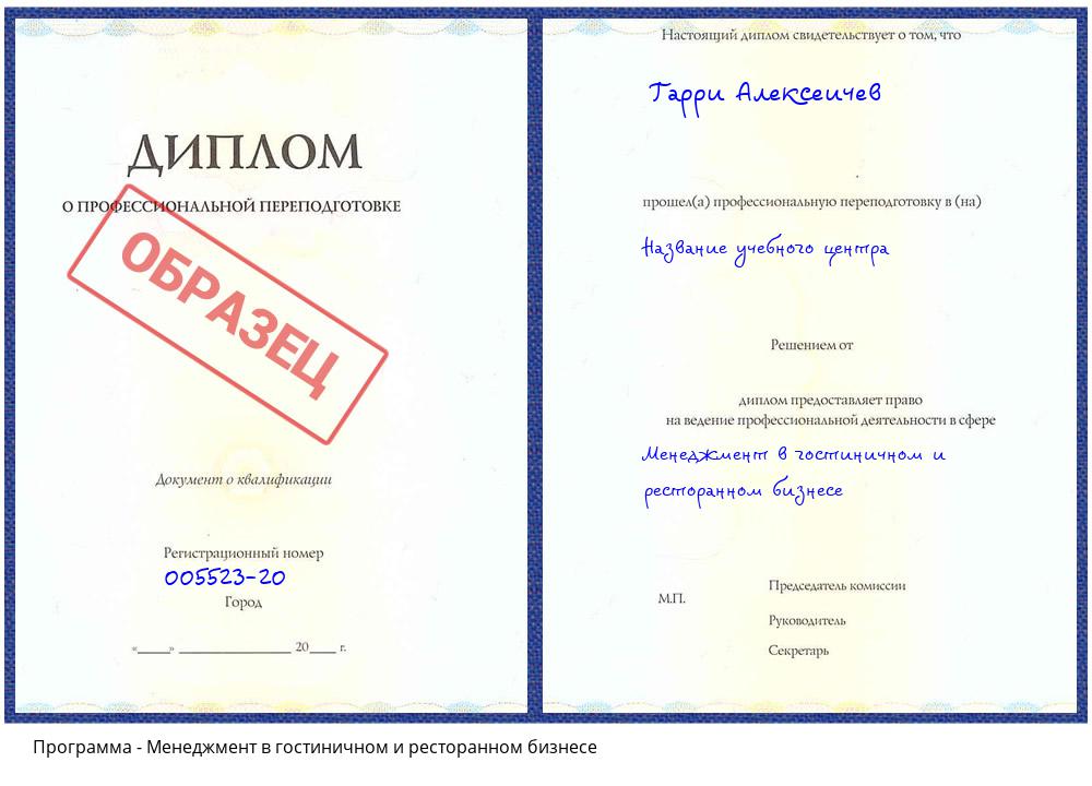 Менеджмент в гостиничном и ресторанном бизнесе Белогорск