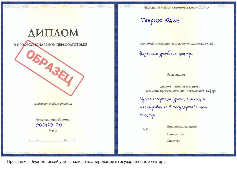 Бухгалтерский учет, анализ и планирование в государственном секторе Белогорск