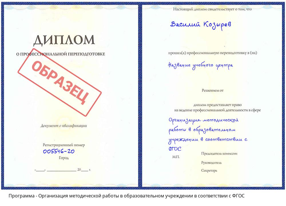 Организация методической работы в образовательном учреждении в соответствии с ФГОС Белогорск
