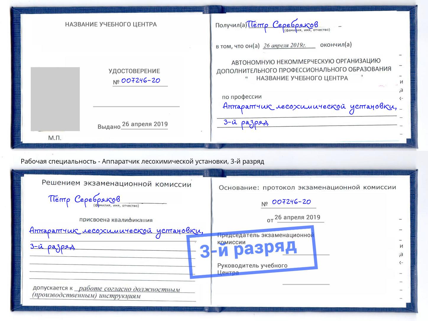 корочка 3-й разряд Аппаратчик лесохимической установки Белогорск